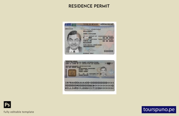 listo para imprimir plantilla presente de nueva tarjeta de residencia de Francia